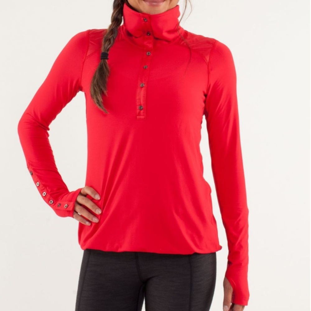 lululemon athletica Long Sleeve Snap Henley Top - Red